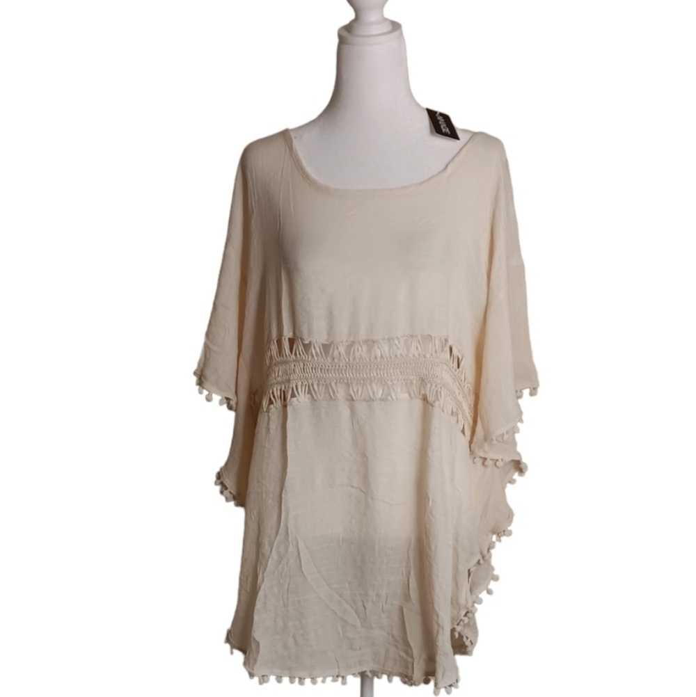 Al'mage Women's Yellow  Beach Pool  Cover Up Flowy Crochet Pom-poms.…